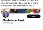 Poggi bloqueó a Catalfamo porque no le gusta que le digan nada. Un Demócratico de su verdad . Raro ejercicio de la Libertad que pregonan.