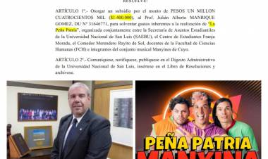 UNSL: campaña de Moriñigo.Otro subsidio dudoso millonario.. No era una cajita de cristal y se nota . Documentos exclusivos.