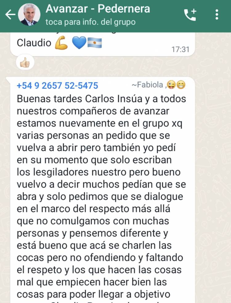 Censuran en washap la crítica interna en el poggismo . Becerra no se la banca y Fulvio Falcón fue a fondo 