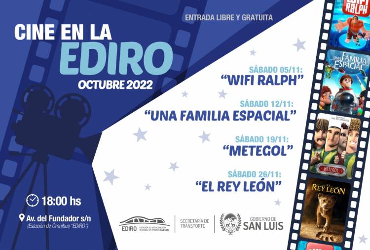 La grilla del cine gratuito de EDIRO para noviembre