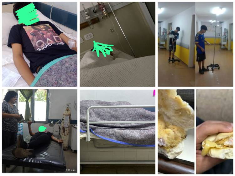 Las fotos de los chicos intoxicados que nadie quiere mostrar . Tirados y uno grave. La salmonella que destruyó  instentinos y está sin control por no cerrar las Escuelas. La obsecuencia de defender lo indefendible.