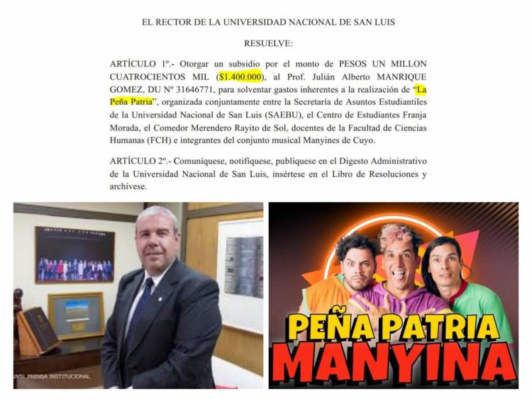 UNSL: campaña de Moriñigo.Otro subsidio dudoso millonario.. No era una cajita de cristal y se nota . Documentos exclusivos.