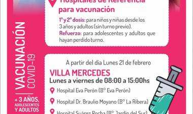 Villa Mercedes: desde este lunes se vacunará en los hospitales de referencia