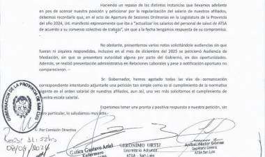 ATSA no quiere que los negreen más en su salario, desde él Gobierno.Basta de  sumas no remurativas .Que se cumpla con él convenio.Nos faltaron él respeto, no yendo al Ministerio de Trabajo.