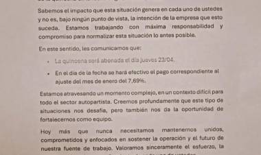 CRAFMSA demora pago de quincenas por él atraso de las automotrices.La cadena de pagos a punto de cortarse . 