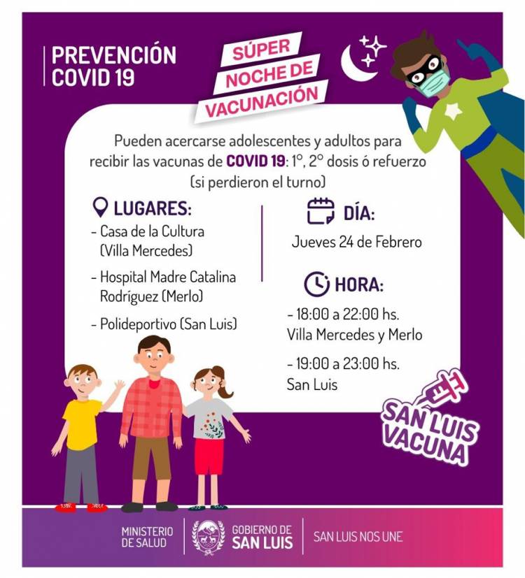 Coronavirus: “Súper Noche de Vacunación” este jueves