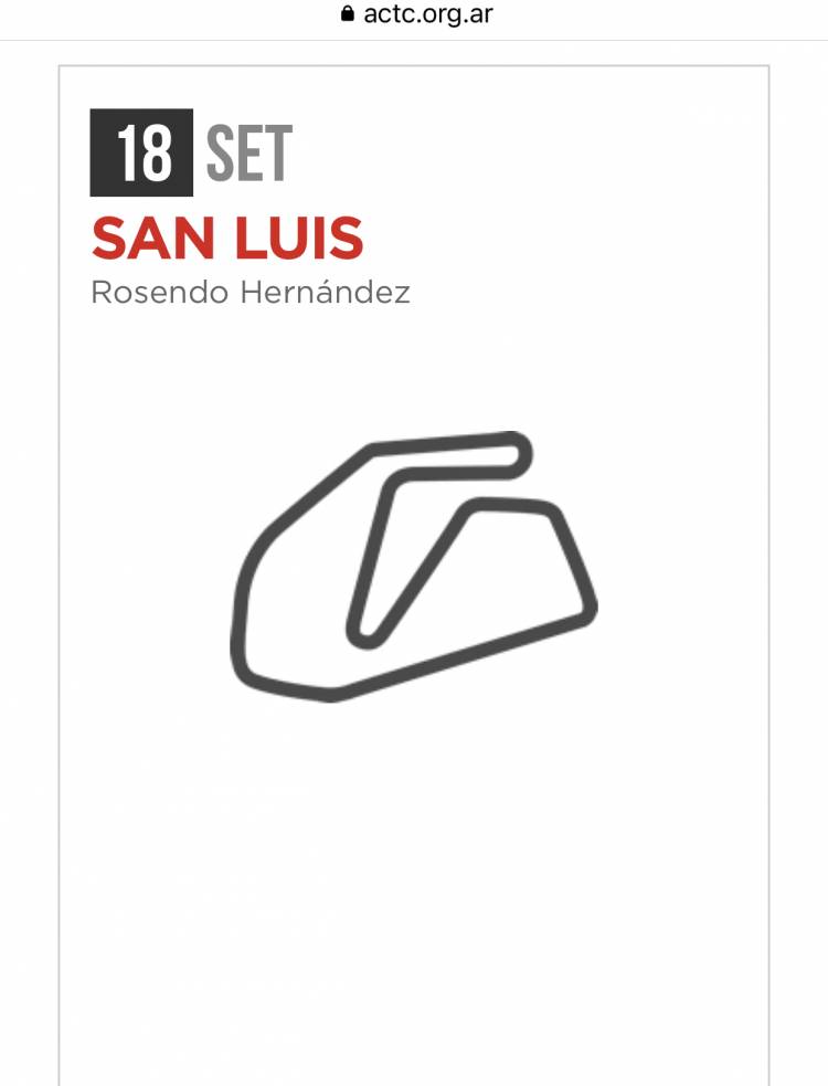 San Luis tendrá TC en 2022.Será el 18 de setiembre 