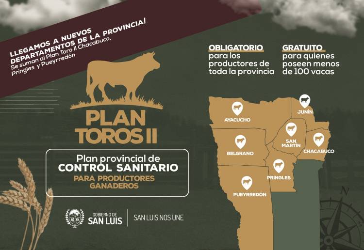Plan Toros: llega a Chacabuco, Pringles y Pueyrredón