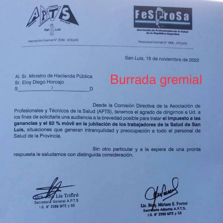 APTS : 82 % e Impuestos a las Ganancias . Reclamo erróneo y payasesco. Competencia Nacional  tiene y lo presentan en la Provincia. Ignorancia? Vender humo se llama 