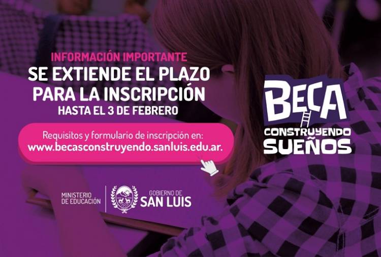Beca "Construyendo Sueños": prórroga de inscripciones 