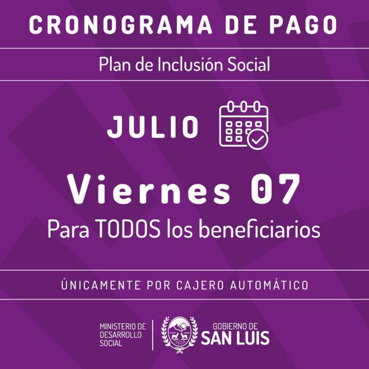 EL VIERNES COBRARÁN LOS BENEFICIARIOS DE INCLUSIÓN