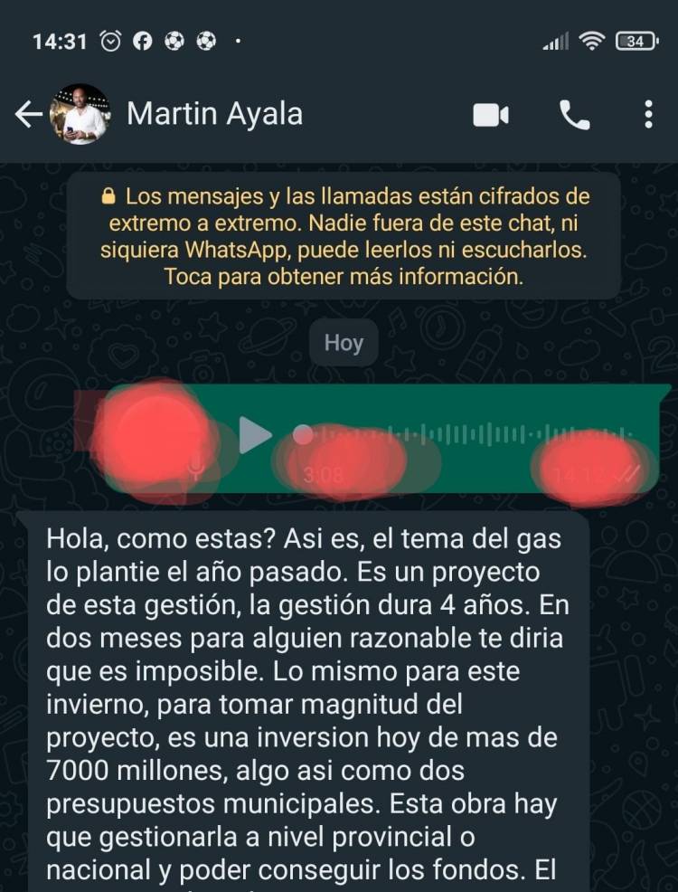 Ayala fue descubierto en la mentira del gas, que lo hizo ganar votos y es un escándalo.Es imposible les dijo a los mismos vecinos que lo escucharon comprometerse frente a Olivero y Poggi.