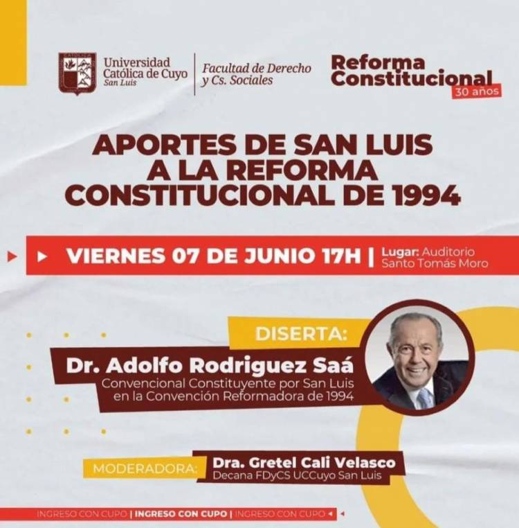 Una ex Funcionaria de Alberto, le organiza a Adolfo una charla sobre la Reforma Constitucional de 1994