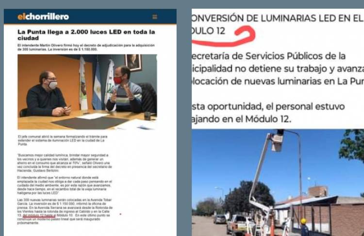 La Punta insólito : denuncian que Ayala pone luces que ya cambió Olivero? O se roban la plata? Hoy rechazarían un negociado en el Concejo de un alquiler trucho de 6 palos de un camión.