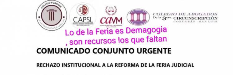 El poggismo intentará achicar las ferias judiciales y los Colegios de Abogados y Magistrados en contra. Es sin sentido e ignorante la medida .