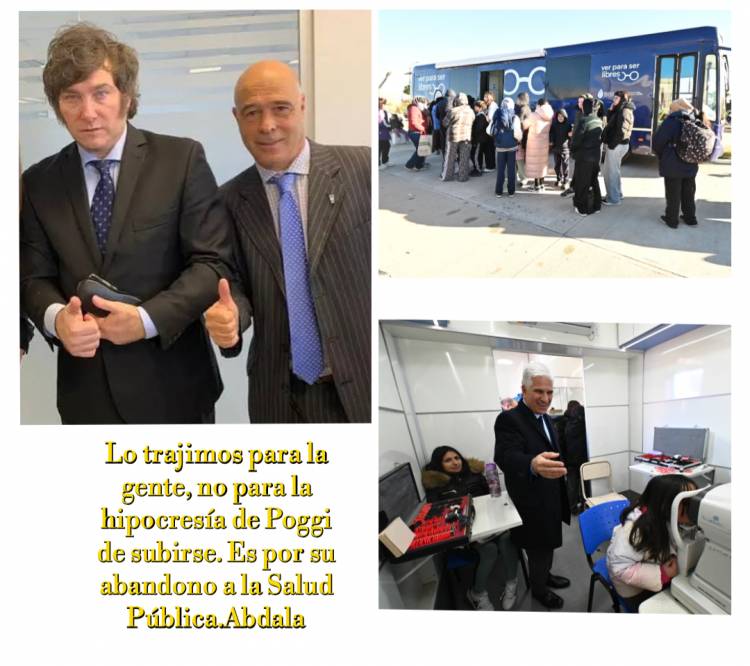 Abdala:trajimos él micro con lentes y controles con él Presidente Milei por él abandono de San Luis en la Salud Pública para la gente,  no para que se saque fotos Poggi  que abandonó la Salud Pública. Miles de lentes hicimos .