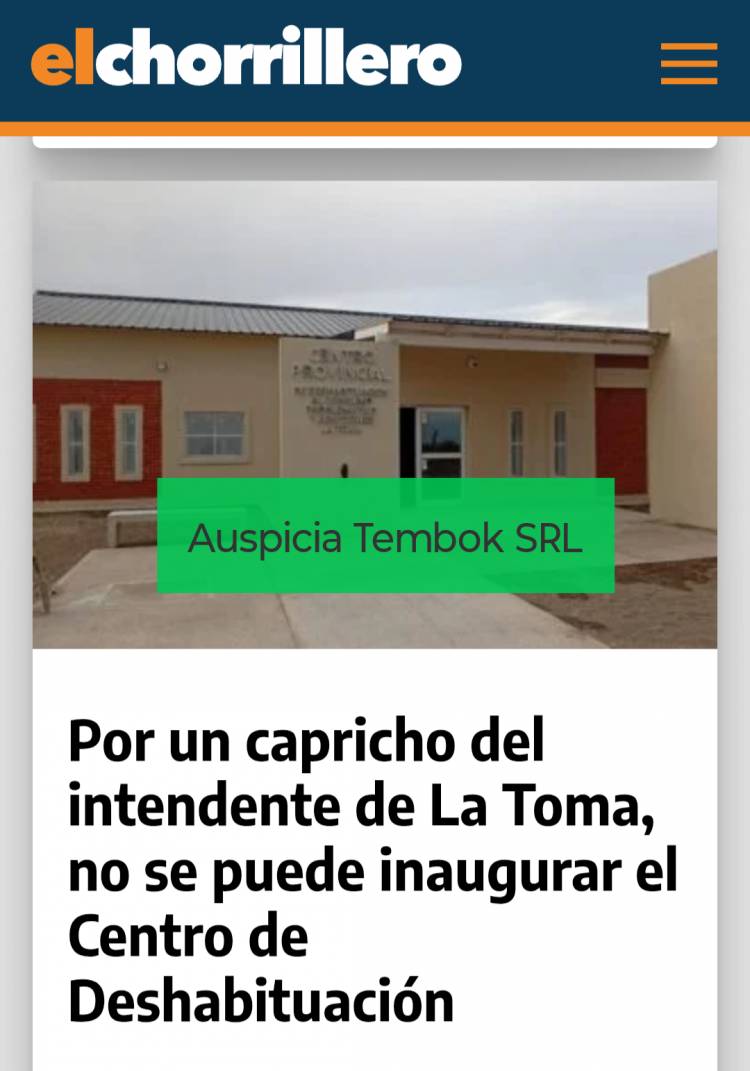 Tembok SRL, aprieta por él Chorrillero para no pagar  al Municipio de La Toma por los planos, tasa de construcción y conexión.